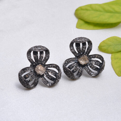 Diamond polkis & uncut diamonds in silver