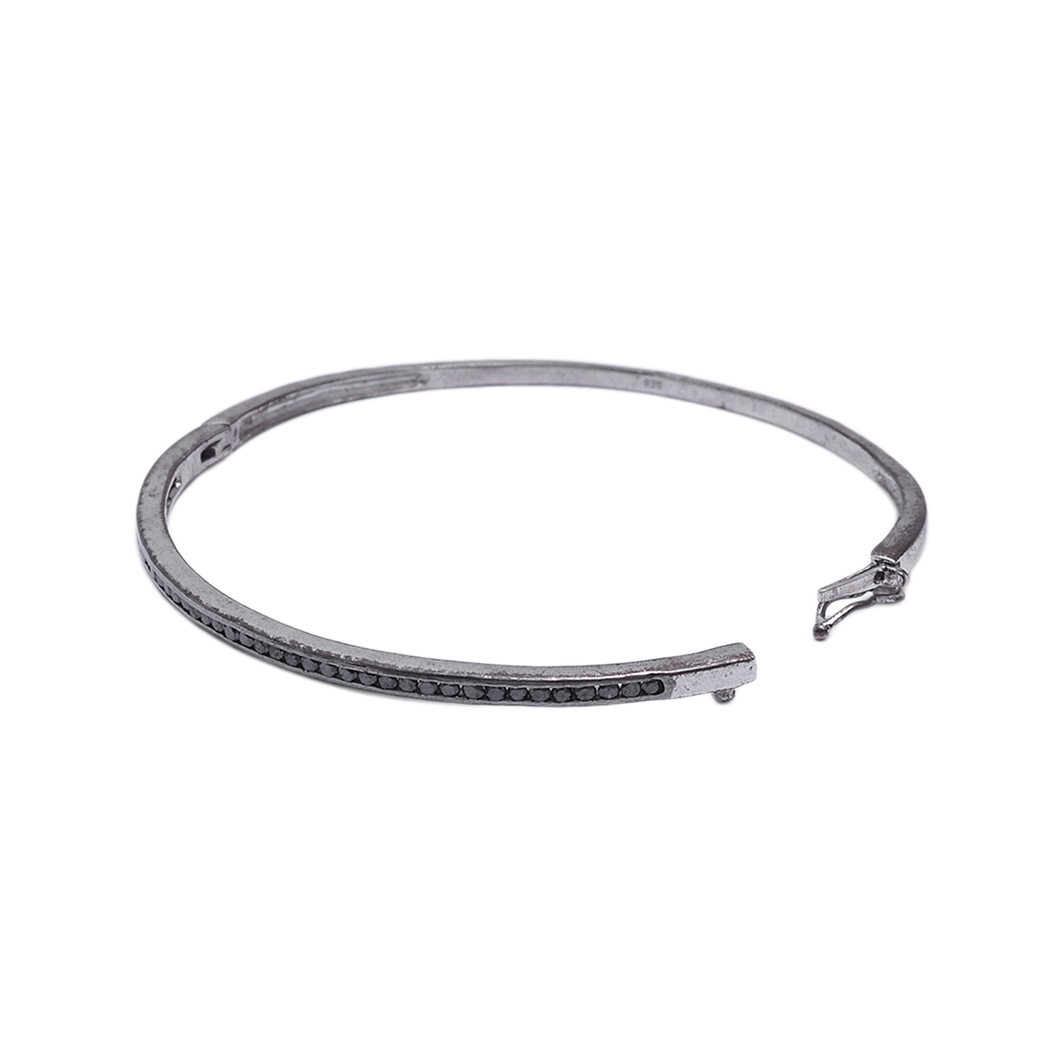 Black diamonds bangle in silver - Image 2