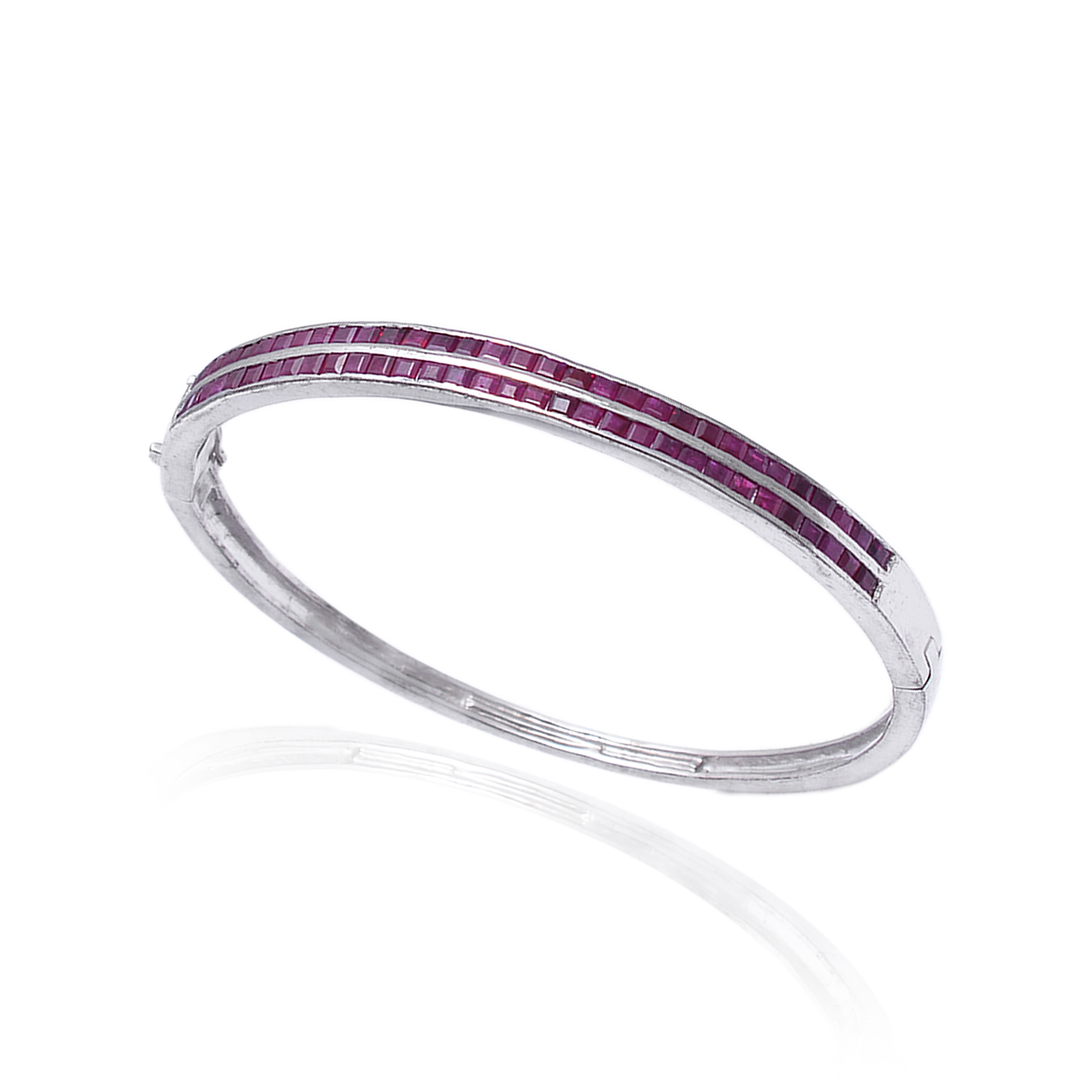 Square rubies bangle in silver - Image 3