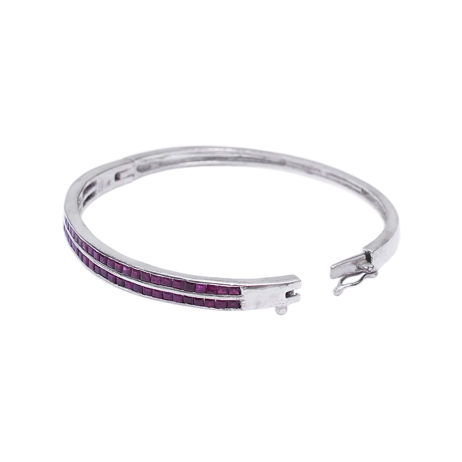 Square rubies bangle in silver - Image 2
