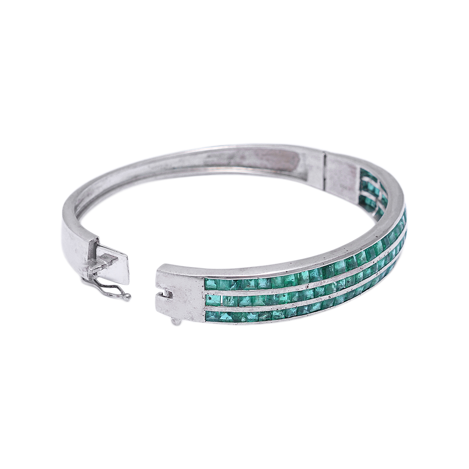 Square emeralds bangle in silver - Image 4