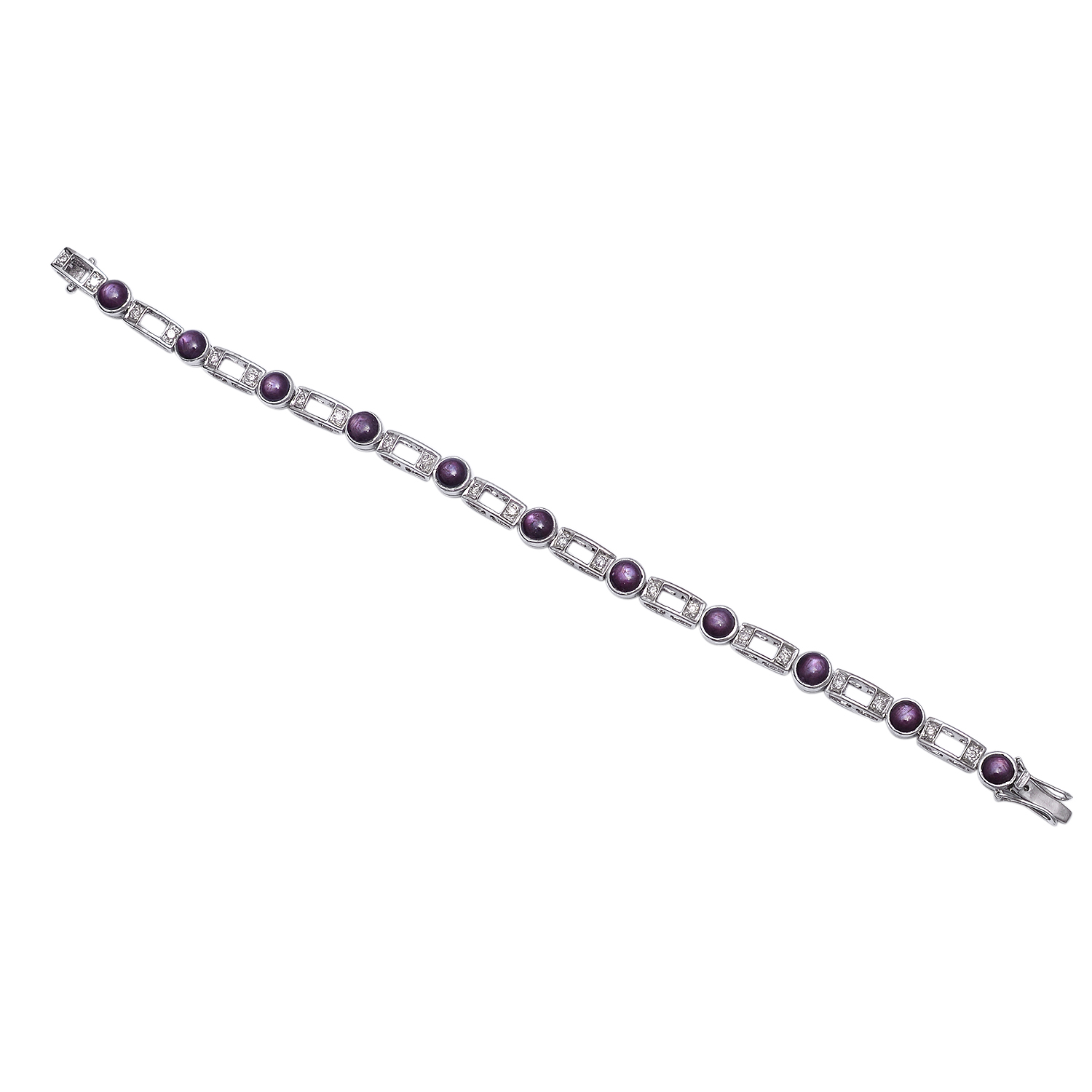 Star Ruby & Diamonds bracelet in silver - Image 2