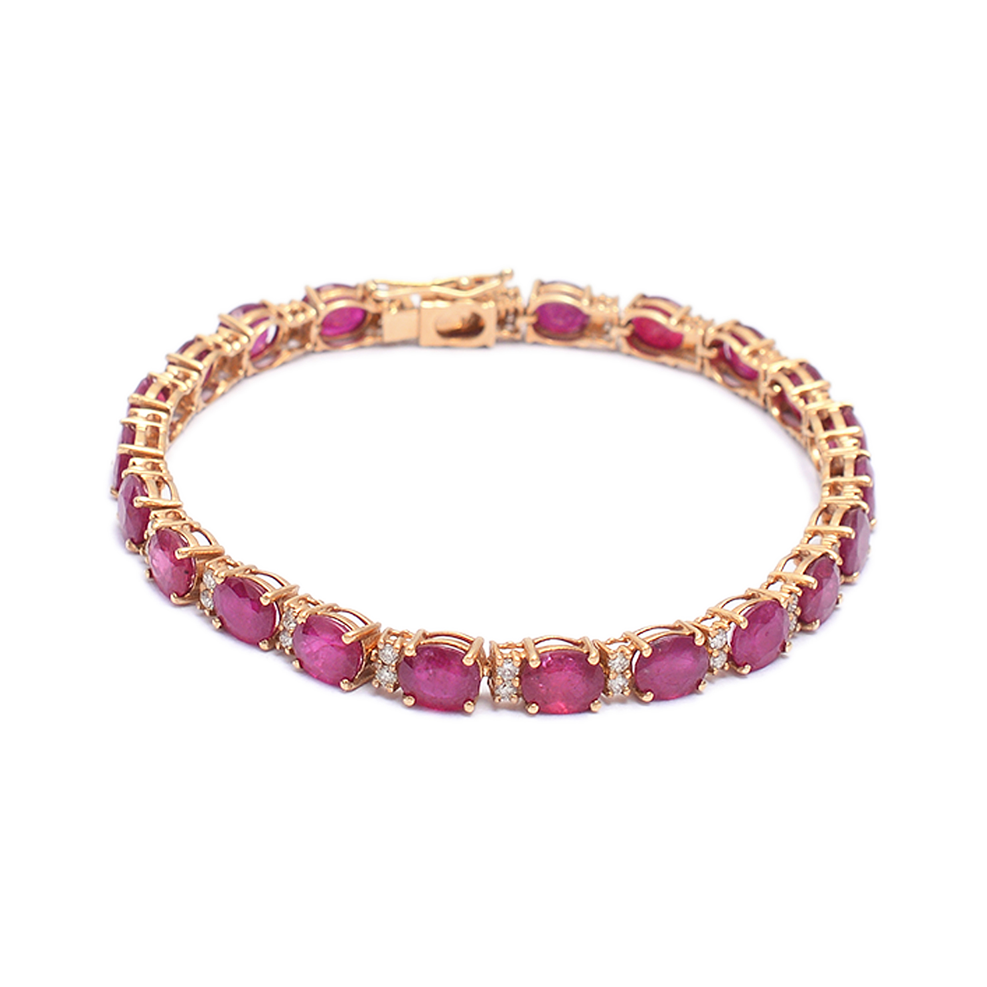 Oval rubies & diamonds in 18ct yellow gold - Image 2