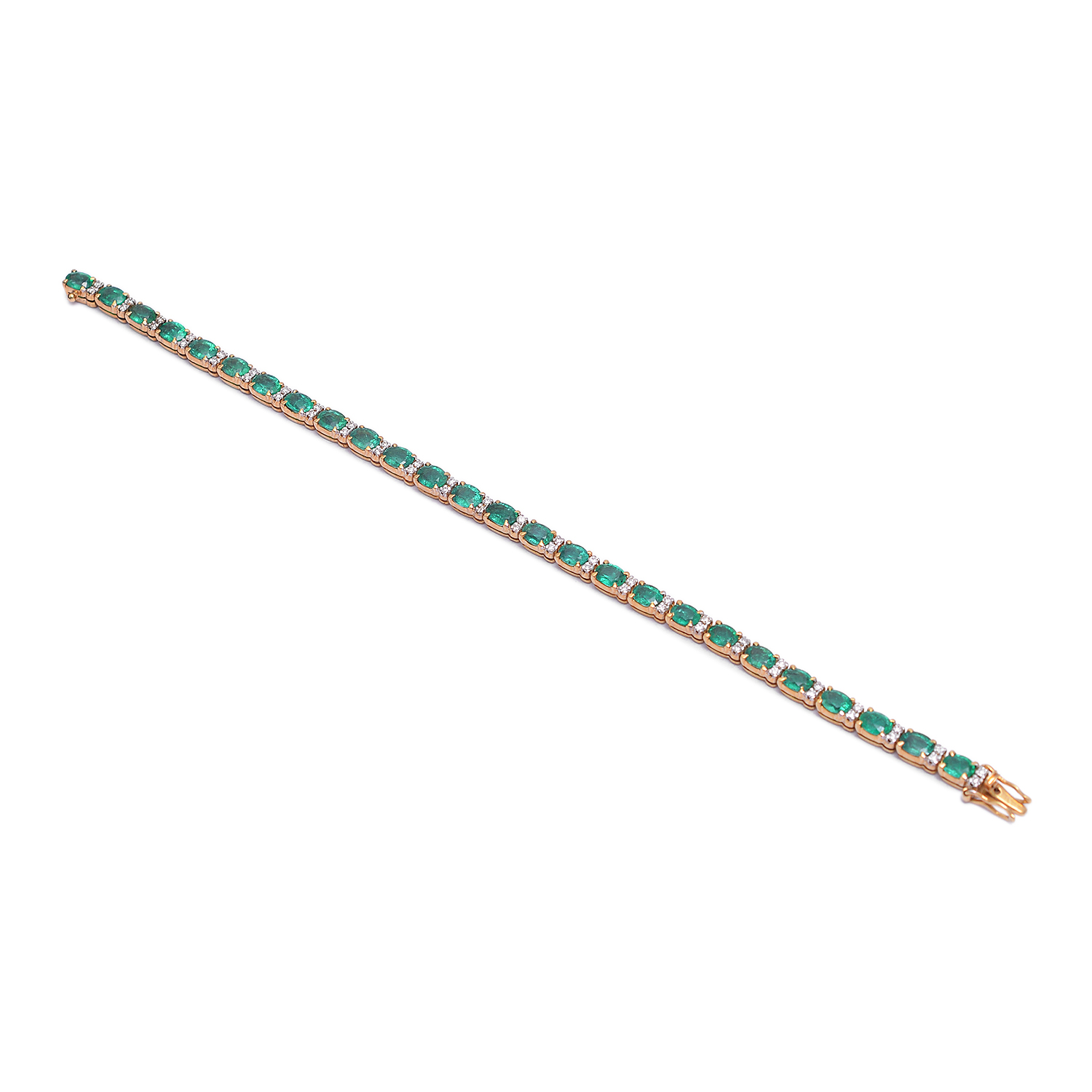 Oval emeralds & diamonds bracelet in 18 yellow gold - Image 2