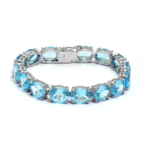 Oval blue topaz bracelet in silver