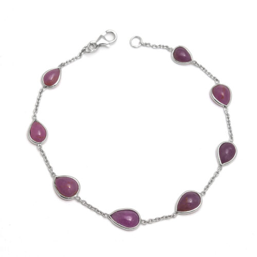 Ruby cab bracelet in silver