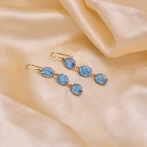 Oval blue topaz earrings in 18KT gold