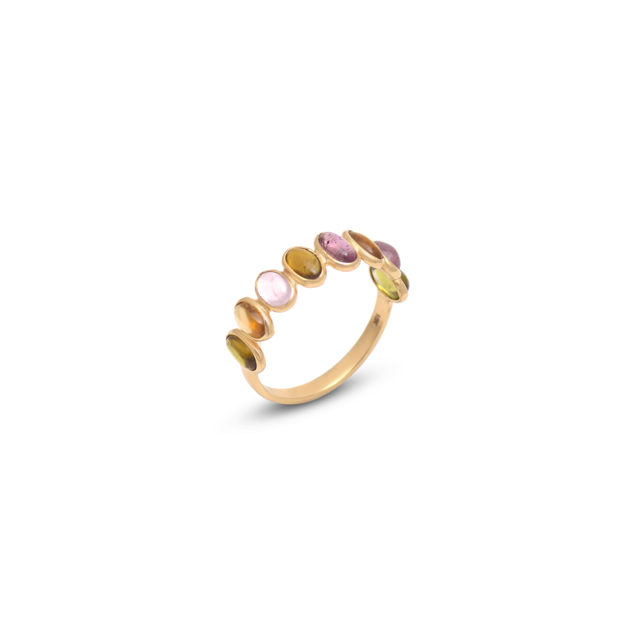 Multi colour tourmaline half band in 18KT gold