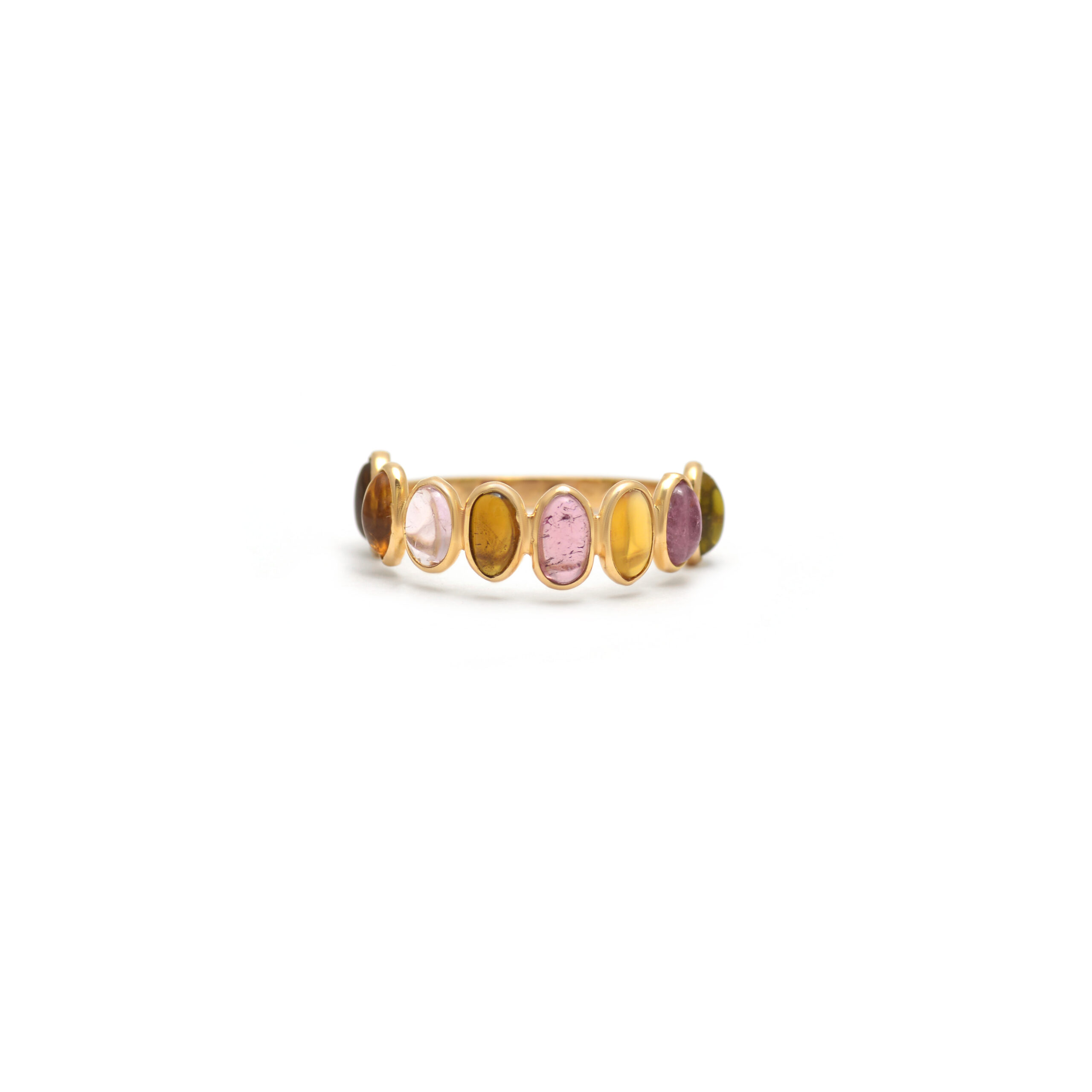 Multi colour tourmaline half band in 18KT gold - Image 2