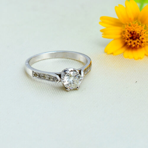 All diamonds solitaire ring in 18KT white gold
