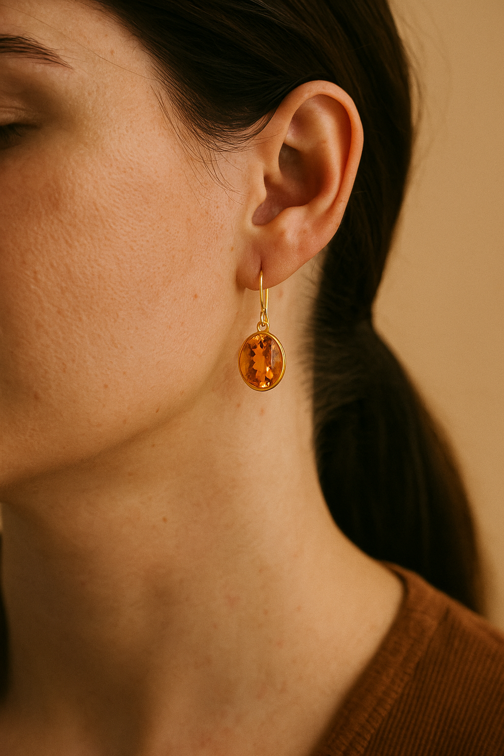 Citrine earrings in 18KT gold - Image 3