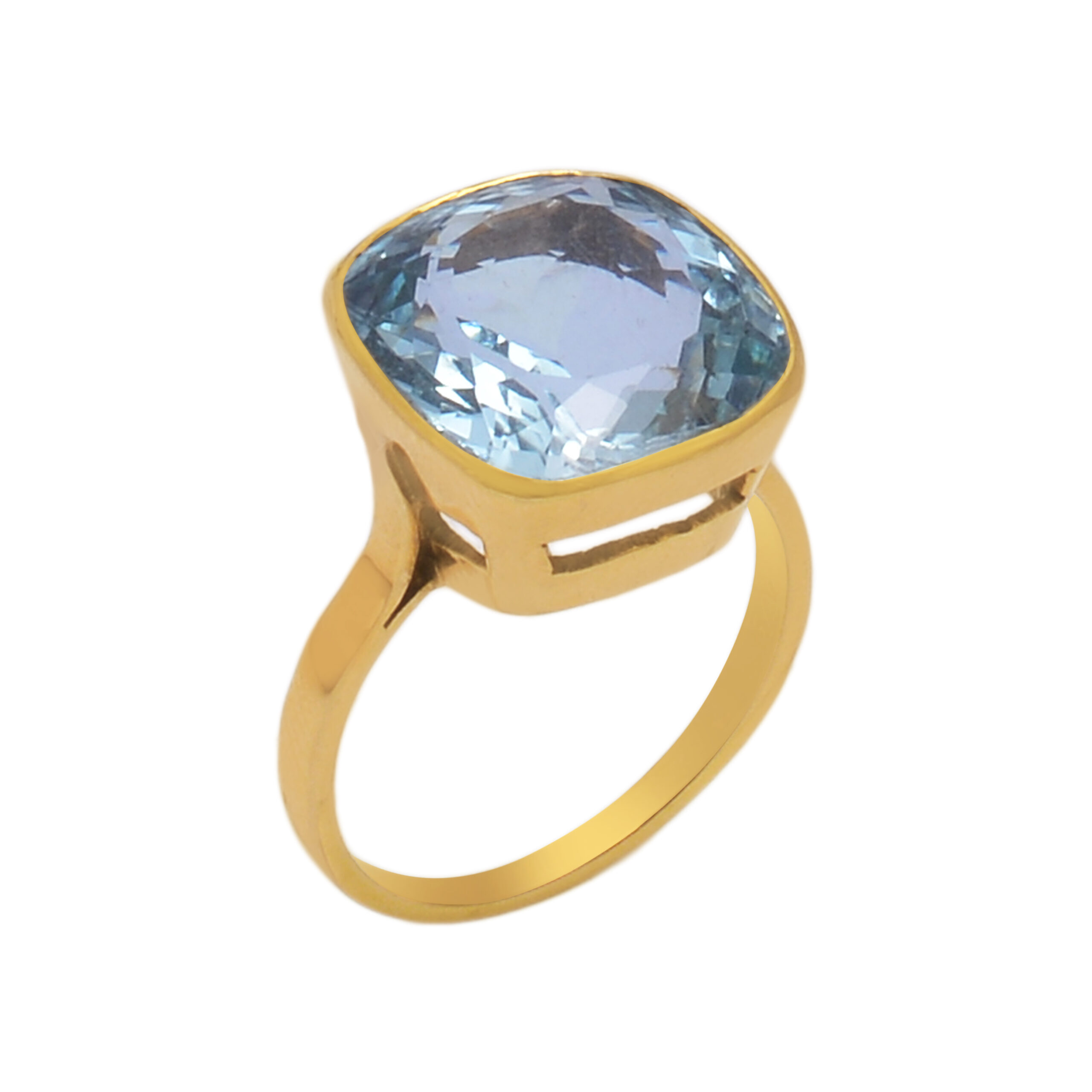 Aquamarine ring in 18KT yellow gold - Image 2