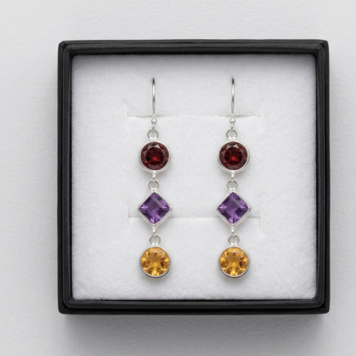 Sterling silver geometric drop earrings