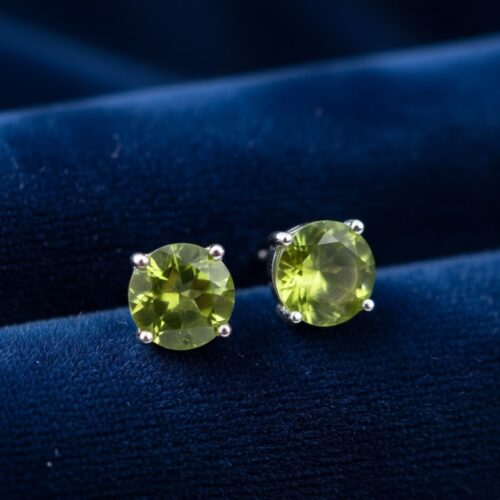 Natural peridot sterling silver stud earrings