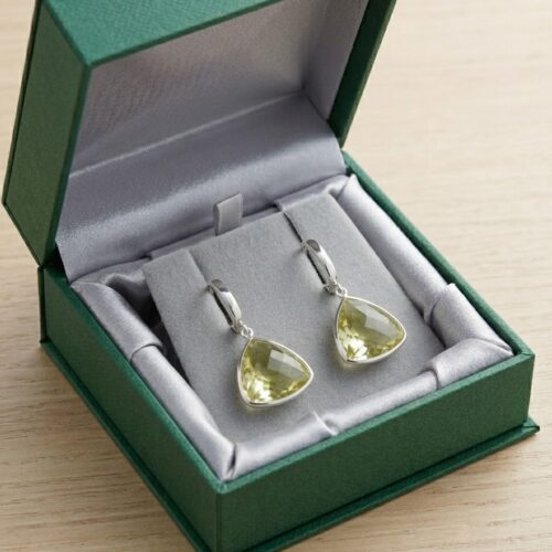 Lemon topaz trillion drop earrings