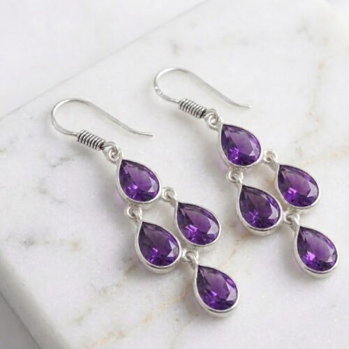 Natural amethyst chandelier earrings