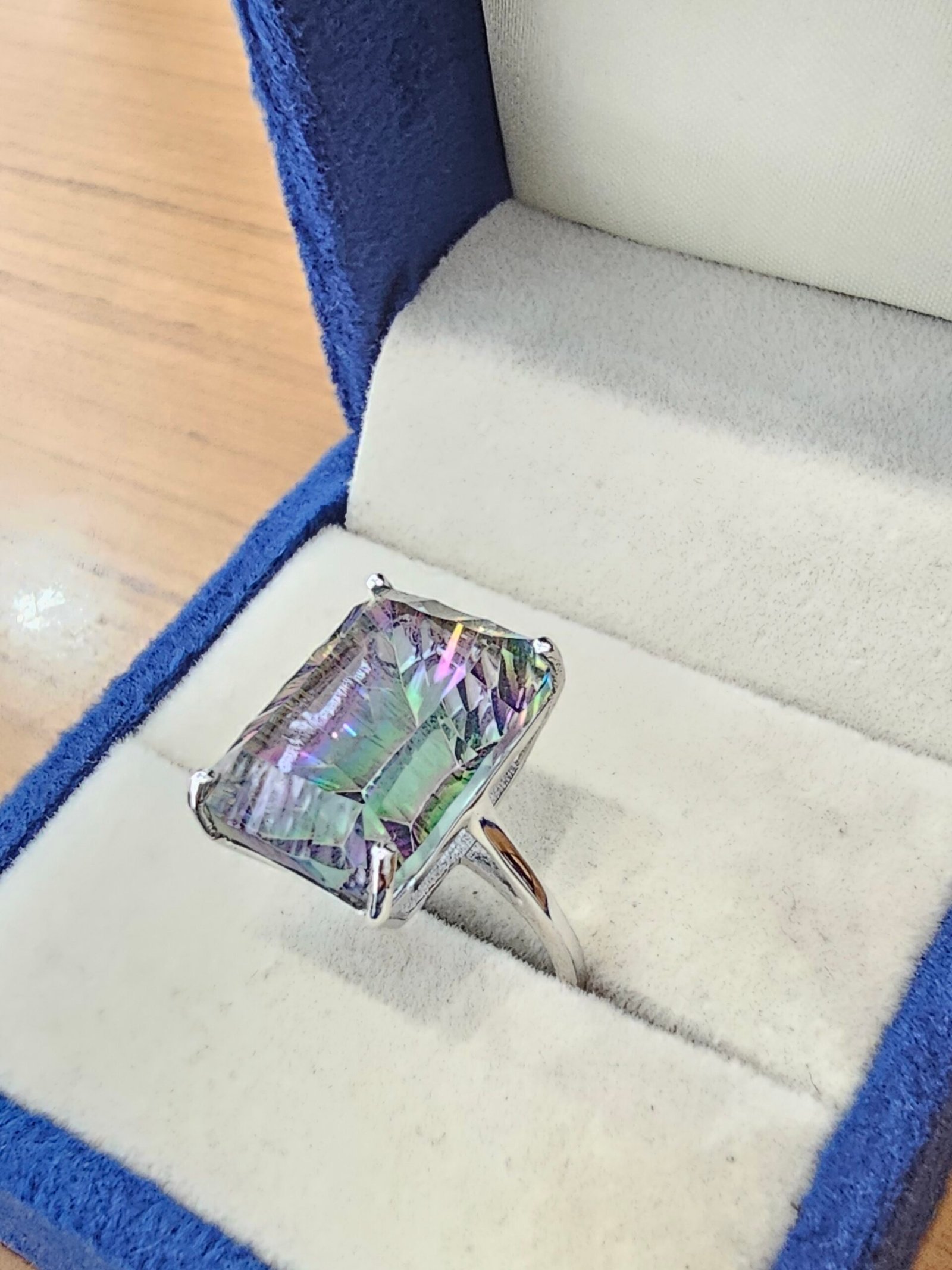 Emerald Cut Mystic Topaz Sterling Silver Statement Ring - Image 2