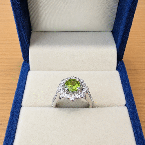 Sterling Silver Peridot Halo Ring