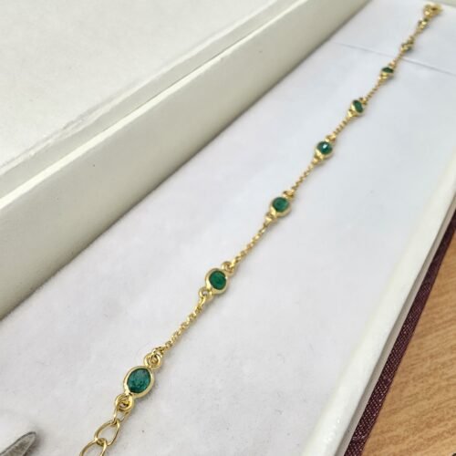 Oval Emerald Gold Plated Silver Bracelet