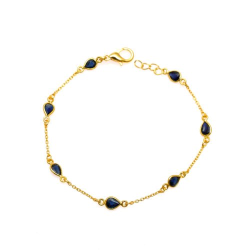 Pear Blue Sapphire Gold Plated Silver Bracelet