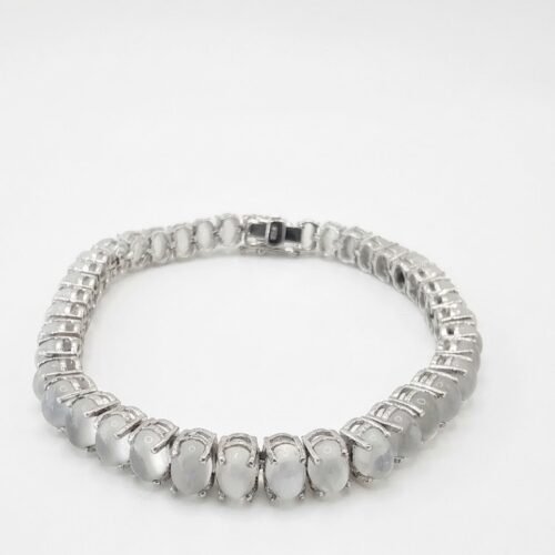 Oval Moonstone Tennis Bracelet, Sterling Silver
