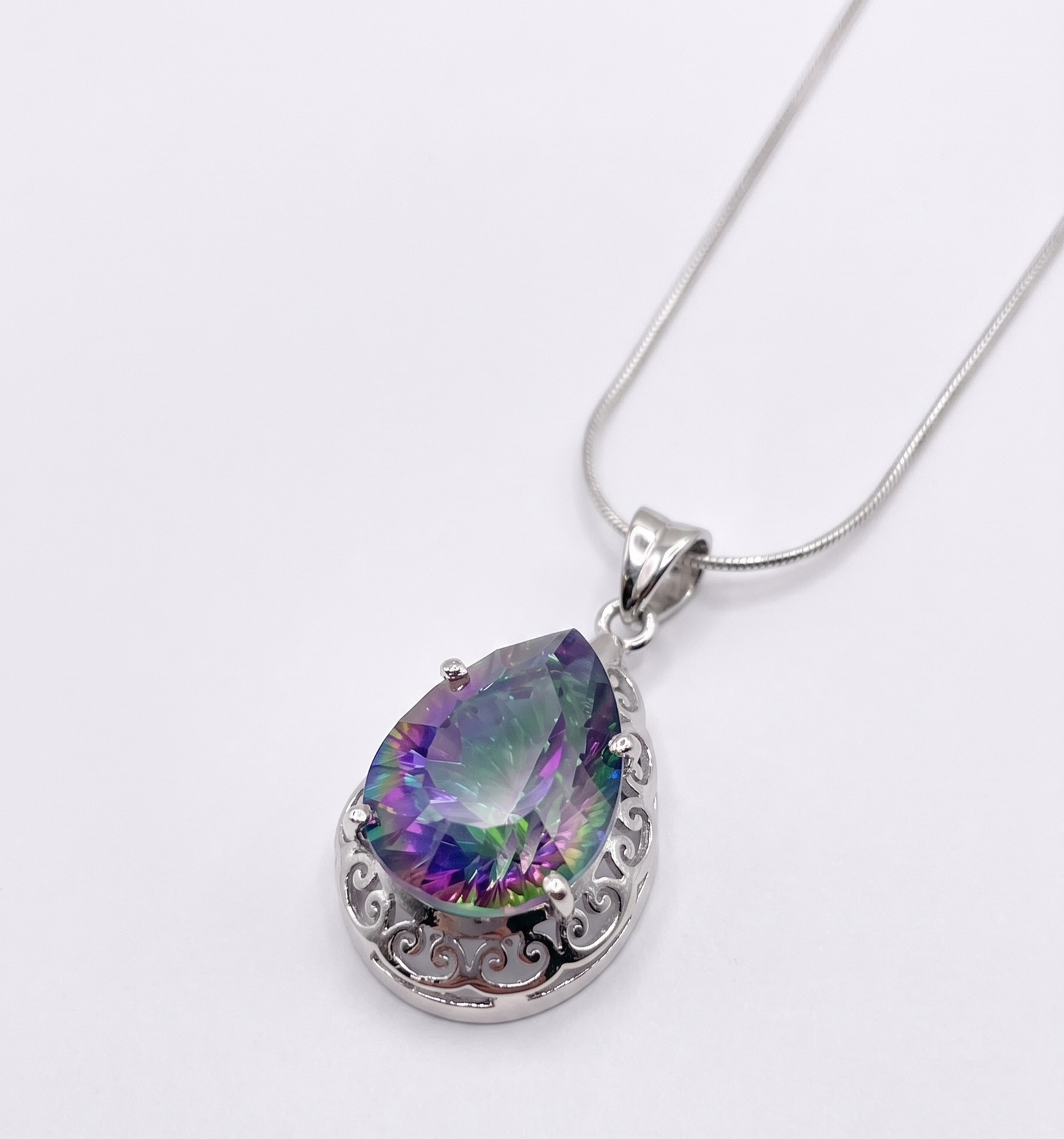 Sterling Silver Mystic Topaz Pendant Necklace