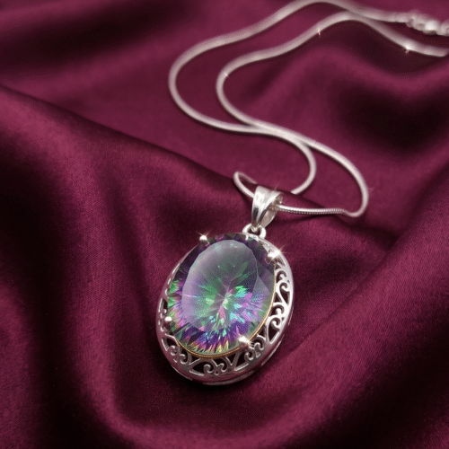 Sterling Silver Mystic Topaz Pendant Necklace
