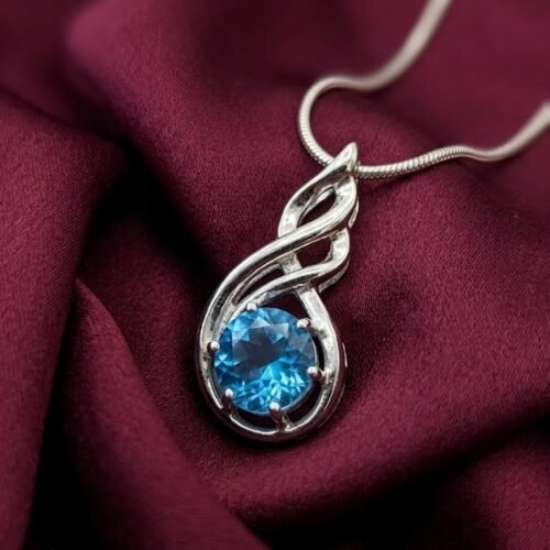 Sterling Silver Blue Topaz Infinity Pendant Necklace