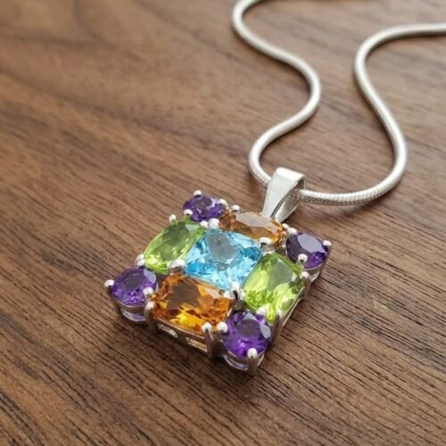 Sterling Silver Square Cluster Pendant