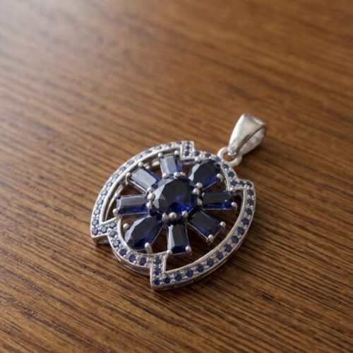 Sterling Silver Blue Sapphire Pendant Necklace